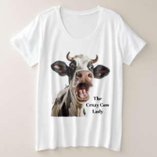 Funny verrückte Kuh Lady individuell anpassbar Große Größe T-Shirt