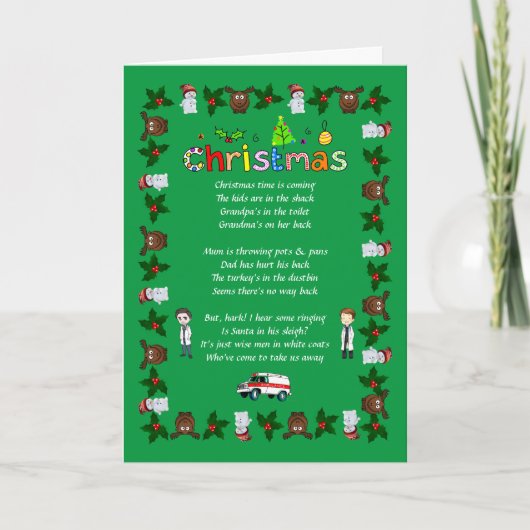 Funny Verse Christmas Feiertagskarte (Vorderseite)