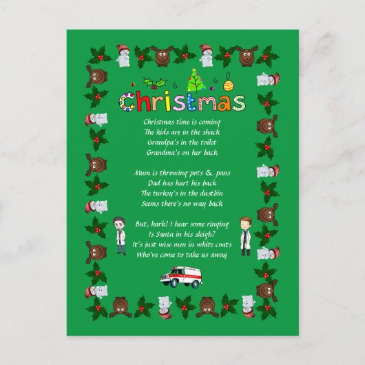 Funny Verse Christmas Feiertagspostkarte (Vorderseite)