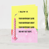 Funny verspätete Geburtstag Karte (Vorderseite)