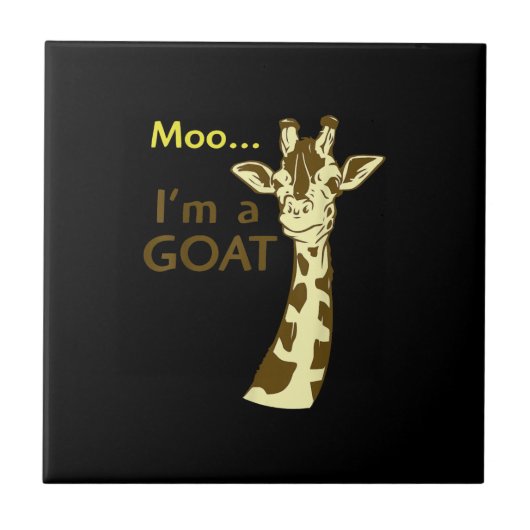 Funny verwirrt Giraffe Moo Ich bin eine Ziege Fliese (Vorderseite)
