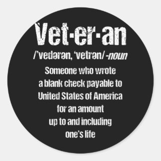 FUNNY VETERAN American Veteran Gift Veterans Day Runder Aufkleber