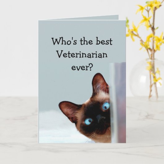 Funny Veterinarian Birthday Wishes Siamese Cat Karte (Gelbe Blume)