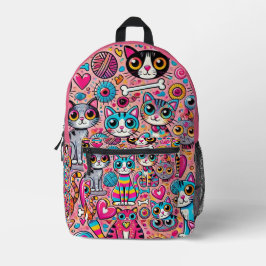 Funny Vibranding Cat Pattern Backpack Bedruckter Rucksack