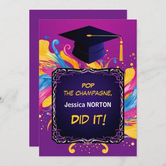 Funny vibranding Grads Party Einladung (Vorne/Hinten)