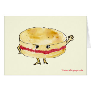 Funny Victoria Sponge Cake Quirky Cartoon Spaß