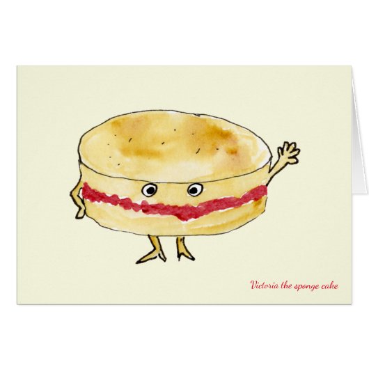 Funny Victoria Sponge Cake Quirky Cartoon Spaß (Vorderseite (Horizontal))