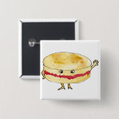 Funny Victoria Sponge Cake Quirky Niedlicher Carto Button (Vorne & Hinten)