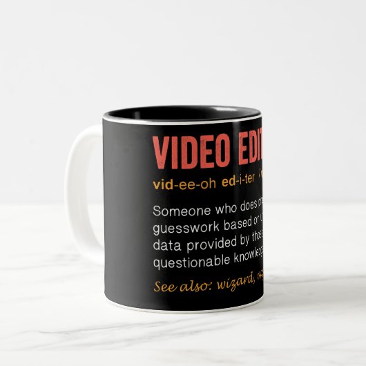 Funny Video Editor - Definition Zweifarbige Tasse (Vorderseite Links)
