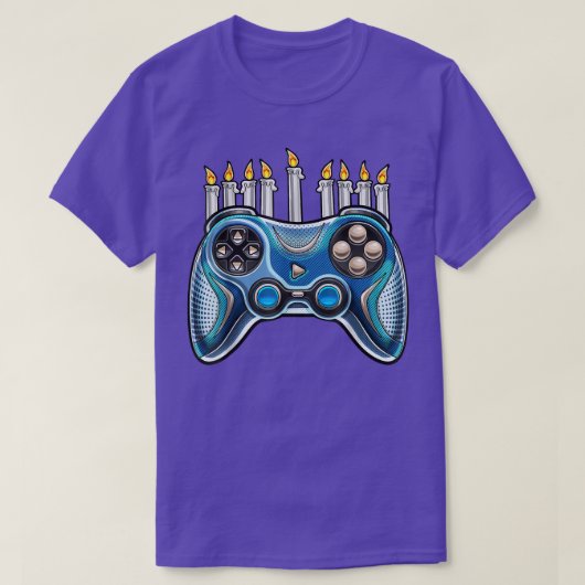 Funny Video Game Controller Hanukkah Menorah Candl T-Shirt (Design vorne)