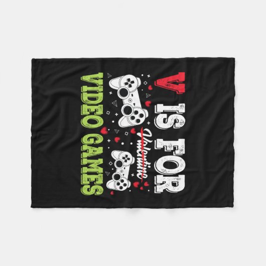 Funny Video Games Lover Valentine Day For Kids Boy Fleecedecke (Vorderseite (Horizontal))