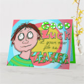 Funny Viel Glück at Teaching Job, Big Gruß Card Karte (Gelbe Blume)