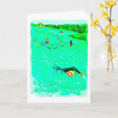 Funny Viel Glück for Swimmer - Schwimmen Karte (Gelbe Blume)