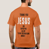 Funny "Vielen Dank JESUS für...Dekorationsgeld" T-Shirt (Rückseite)