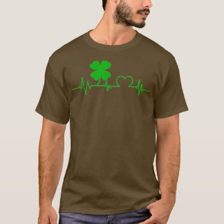 Funny Vierblättriges Kleeblatt Kleeblatt Heartbeat T-Shirt