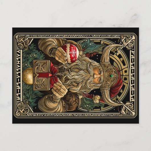 Funny Viking Santa Claus Valhalla Christmas Yule Postkarte (Vorderseite)