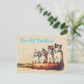 Funny Viktorianisch Christmas Cats Postkarte (Stehend Vorderseite)