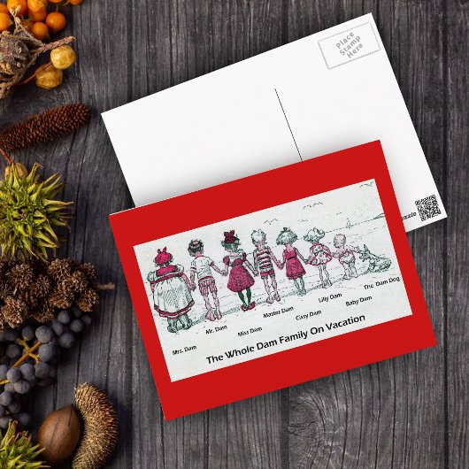 Funny Viktorianisch Family Beach Urlaub Postkarte