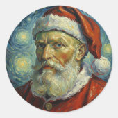Funny Vincent van Gogh Christmas Santa Runder Aufkleber (Vorderseite)