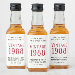 Funny Vintag 40. Geburtstag Gastgeschenk Alkoholflaschenetikett