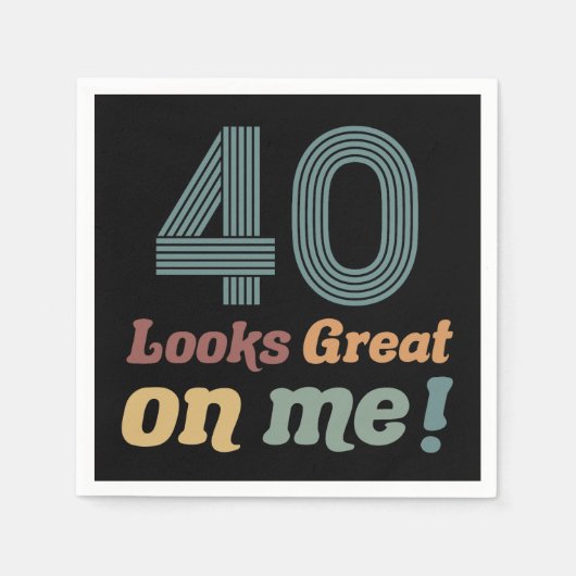 Funny Vintag 40. Geburtstag Serviette (Vorderseite)