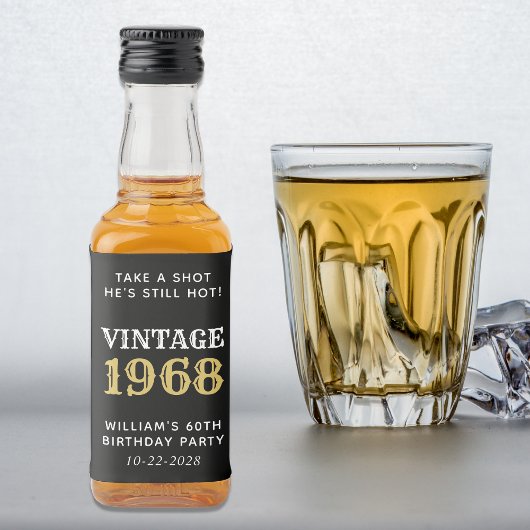 Funny Vintag 60. Geburtstag Schwarz Alkoholflaschenetikett