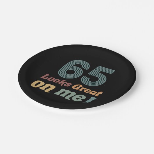 Funny Vintag 65. Geburtstag Pappteller (Schrägansicht)