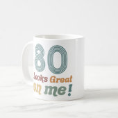 Funny Vintag 80. Geburtstag Kaffeetasse (Vorderseite Links)