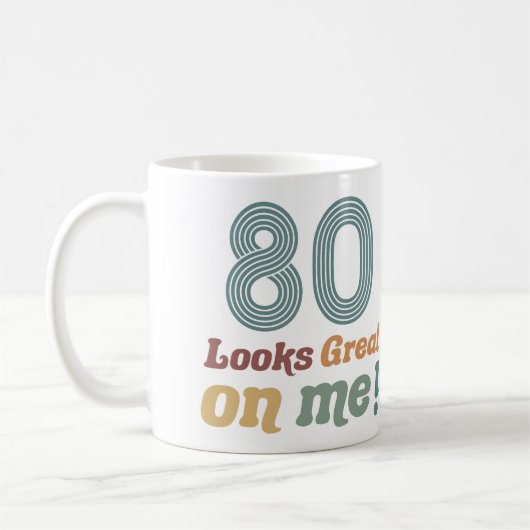 Funny Vintag 80. Geburtstag Kaffeetasse (Links)