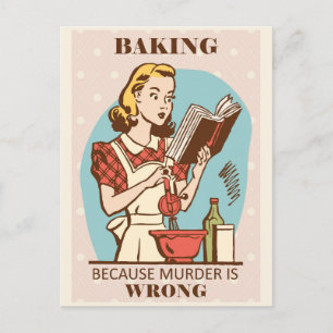Funny Vintag Baking Woman Postkarte
