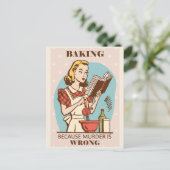 Funny Vintag Baking Woman Postkarte (Stehend Vorderseite)