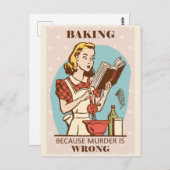 Funny Vintag Baking Woman Postkarte (Vorne/Hinten)