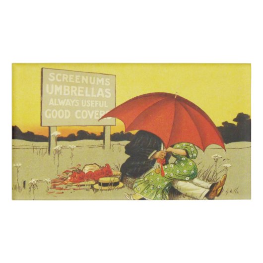 Funny Vintag Beach Regenschirm Liebhaber Namenschild (Vorderseite)