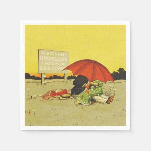 Funny Vintag Beach Regenschirm Liebhaber Serviette (Vorderseite)