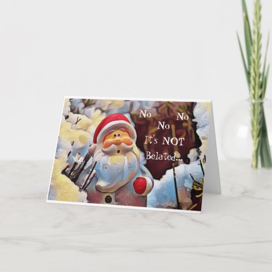 Funny Vintag Belased Santa Card Feiertagskarte (Vorderseite)