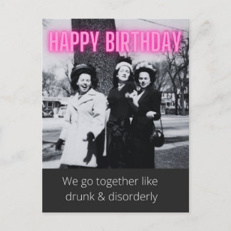 Funny Vintag Betrunken & Ungeordnet Geburtstag Postkarte