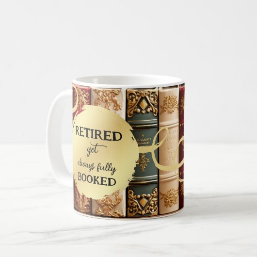Funny Vintag Books Retirement Kaffeetasse (Vorderseite Links)