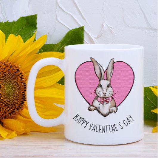 Funny Vintag Bunny & Heart Custom Valentinstag Jumbo-Tasse