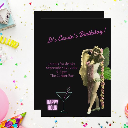 Funny Vintag Butterfly Girl zum Geburtstag einlade Einladung