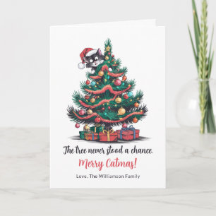 Funny Vintag Cat Faltschachtel Weihnachtskarte Feiertagskarte