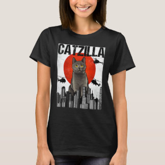 Funny Vintag Catzilla Chartreux Cat T-Shirt