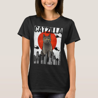 Funny Vintag Catzilla Chartreux Cat T-Shirt