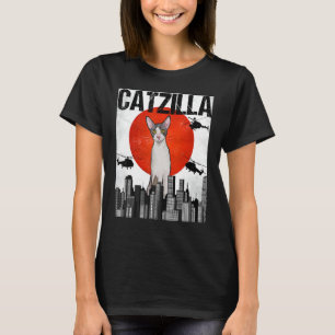 Funny Vintag Catzilla Cornish Rex Cat T-Shirt
