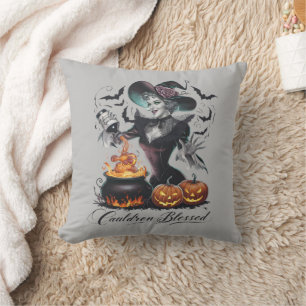 Funny Vintag Cauldron Gesegnete Hexe Halloween Kissen