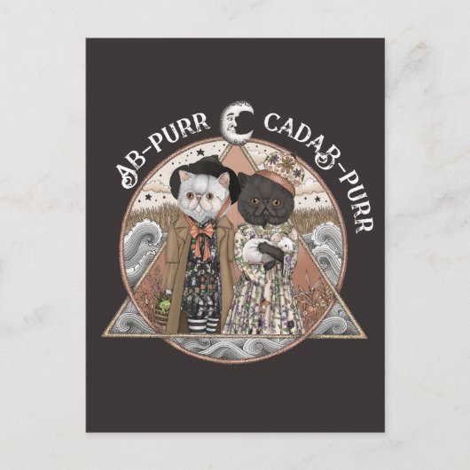 Funny Vintag Cottagecore Cat Hexen Halloween Postkarte (Vorderseite)