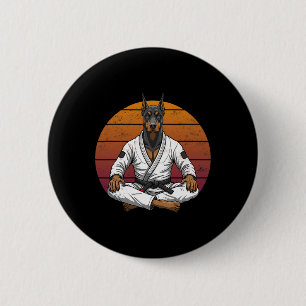 Funny Vintag Doberman Pinscher Brazilian Jiu Jits Button