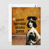 Funny Vintag Drama Königin Birthday Postkarte (Vorne/Hinten)