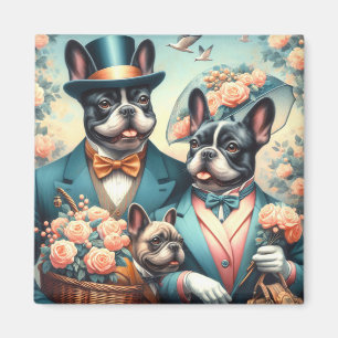Funny Vintag French Bulldog Painting Magnet