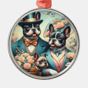Funny Vintag French Bulldog Painting Ornament Aus Metall