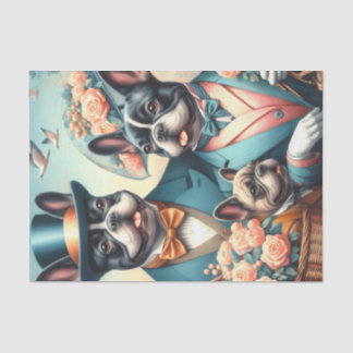 Funny Vintag French Bulldog Painting Seidenpapier